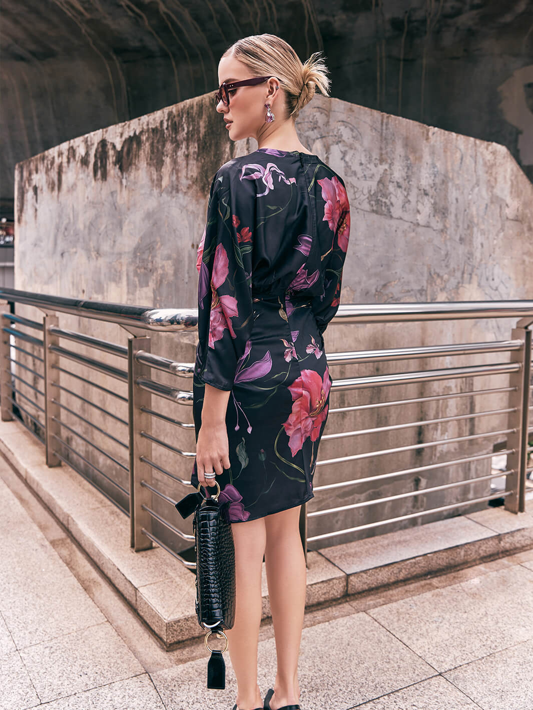 Pleated satin dress