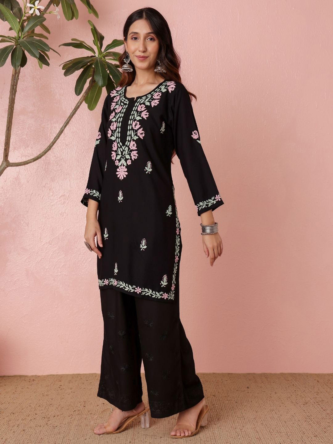 Premium Rayon Multicolor Chikankari Straight Kurti