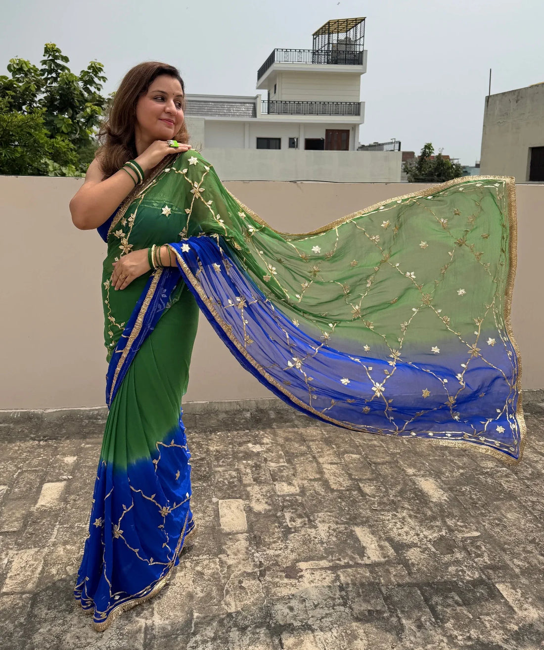 Bandhej Kaccha Gotta Chiffon Saree