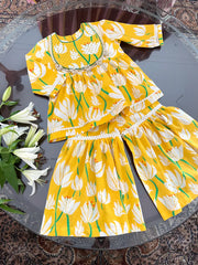 Yellow Sunshine Yoke Sharara Set