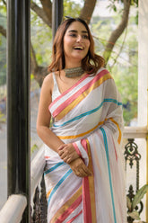 Classic White Mulmul Cotton Saree