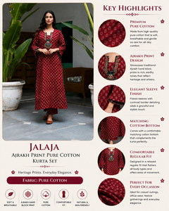 Jalaja Ajrakh Print Pure Cotton Kurta Set