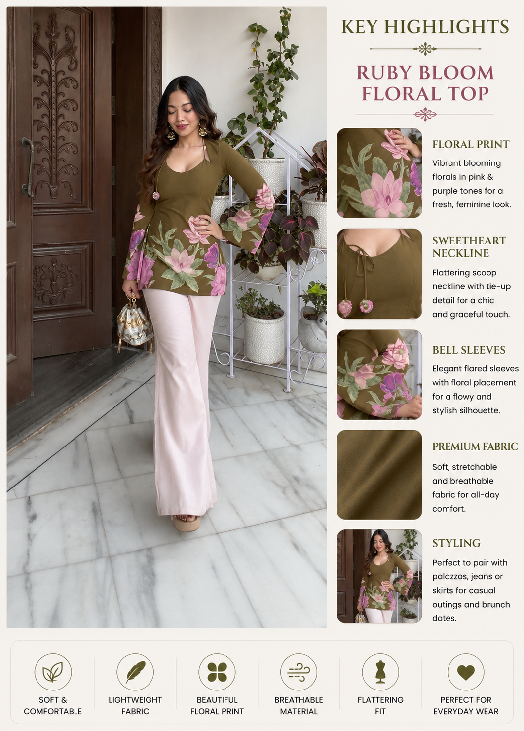 Bloom Tie-Back Printed Cotton Kurti