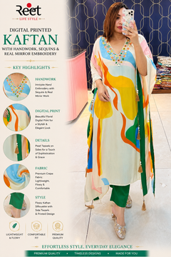Pure Crepe Digital Printed Kaftan Set