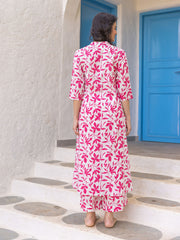 Aki Pink White Modal A-Line Kurta