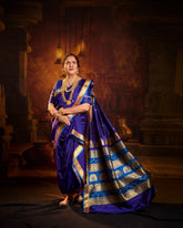 Jijamata Pure Cotton Silk 9-Yard Nauvari Paithani Saree With Morani Pallu