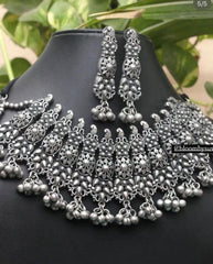 Amaira Long Necklace And Choker Combo Oxidised