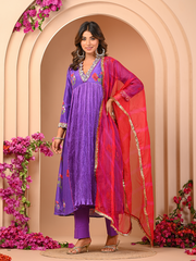 Floral Purple Kurta Set