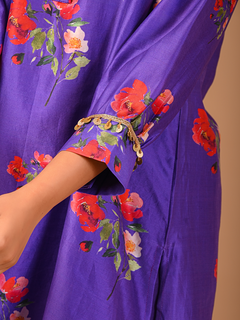 Floral purple short kurta set
