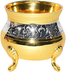 Antique Mughal Brass Tea Coffee Set – Gold & Silver