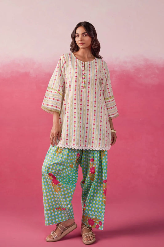 GINGHAM FLORAL PRINTED CO-ORD SET
