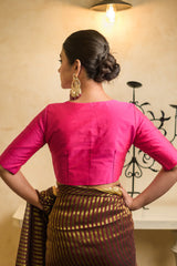 Pink Half-Sleeves Silk Blouse