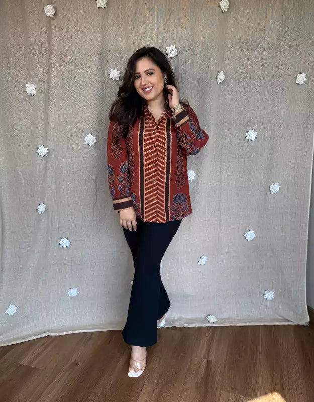 Ajrakh Print Muslin Silk Top
