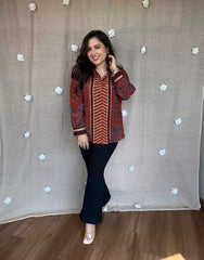 Ajrakh Print Muslin Silk Top