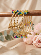 Gold-Plated Stone Studded & Beaded Bangles