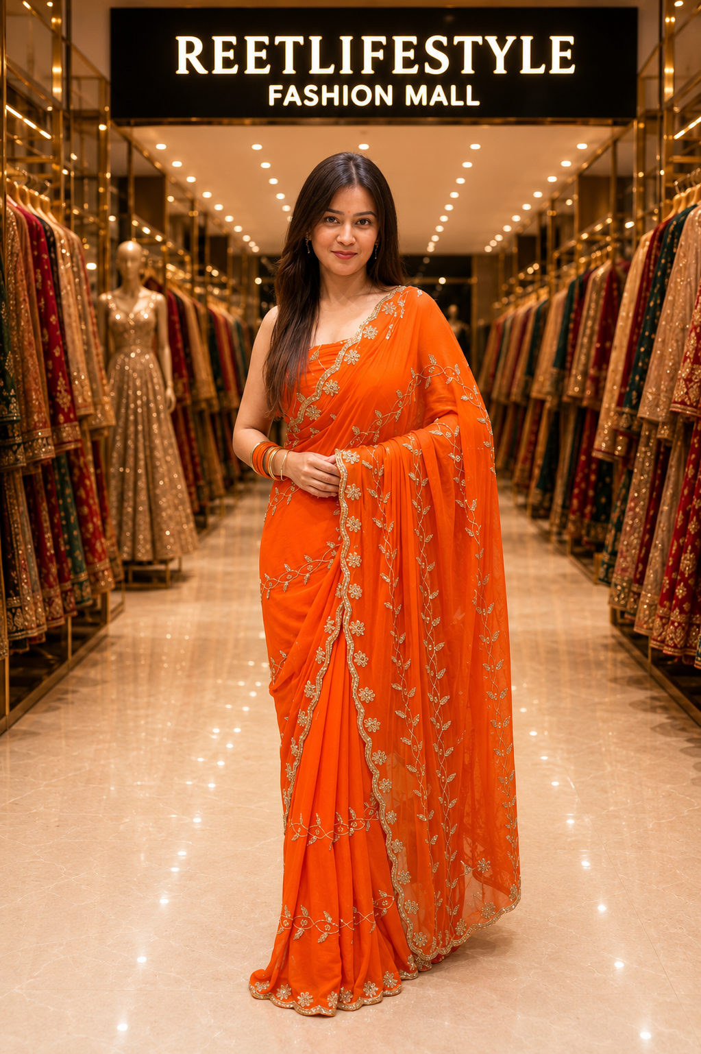 Royal Purple Pure Chiffon Floral Handwork Saree