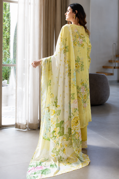 Women's Yellow Floral Print Crepe Kurta Set