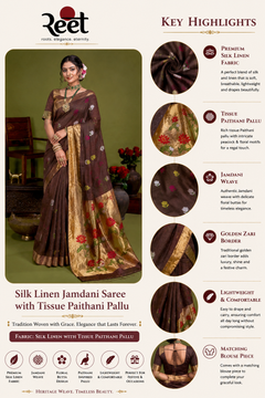Rajvanshi Silk Linen Jamdani Saree