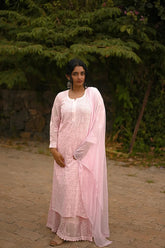 Baby Pink Chikankari Viscose Kurti