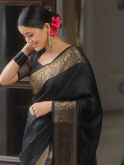 Banarasee Black Semi Silk Saree