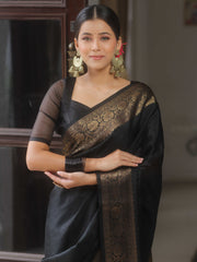 Banarasee Black Semi Silk Saree