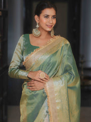 Banarasee Blue Tissue Saree Zari Lace