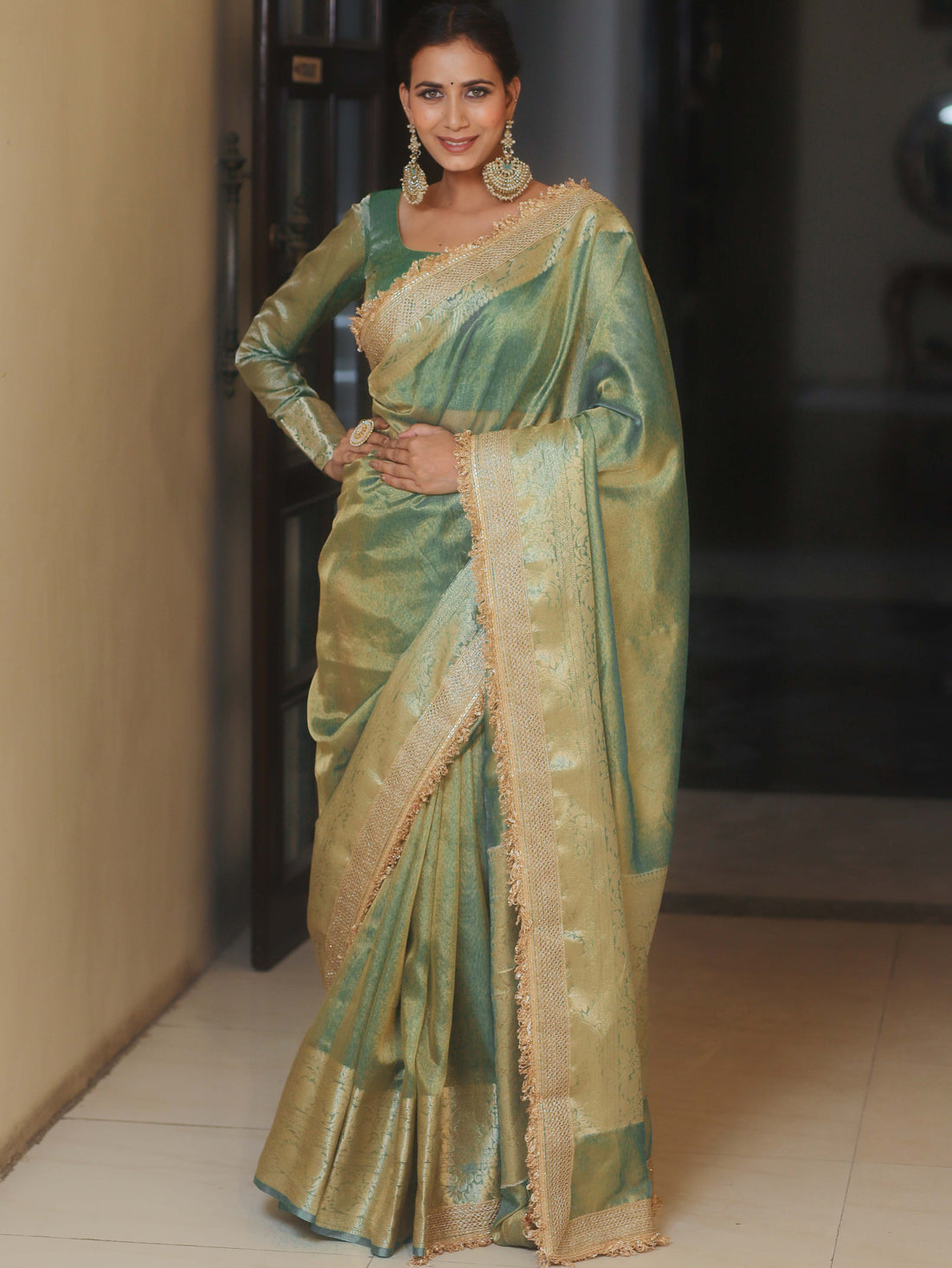 Banarasee Tissue Saree Zari Lace