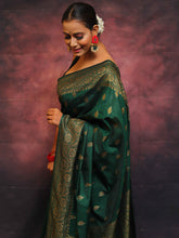 Banarasee Green Semi-Chiffon Zari Saree