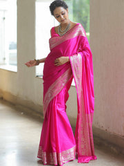 Banarasee Pink Semi Silk Saree