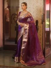 Banarasee Violet Handwoven Tissue Saree