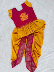 Bappa Kids Paithani Dhoti Set Combo for Raksha Bandhan