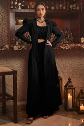 Ishqbaaz Black Embellished Co-Ord Set with Long Jacket