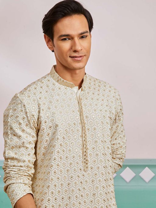 Meher Peach Embroidered Kurta