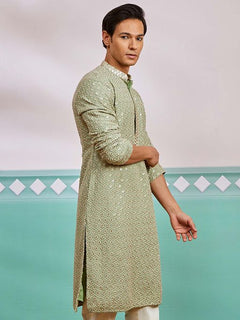 Meher Peach Embroidered Kurta