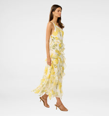 ruffle trim maxi dress