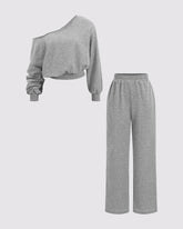 Grey Asymmetric Top and Trousers Set