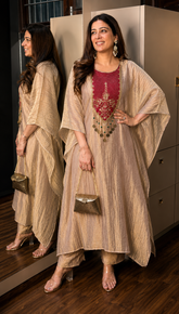 Moonstone Grey Embellished Kaftan Co-Ord Set