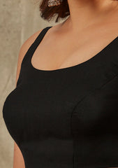 Black round neck blouse