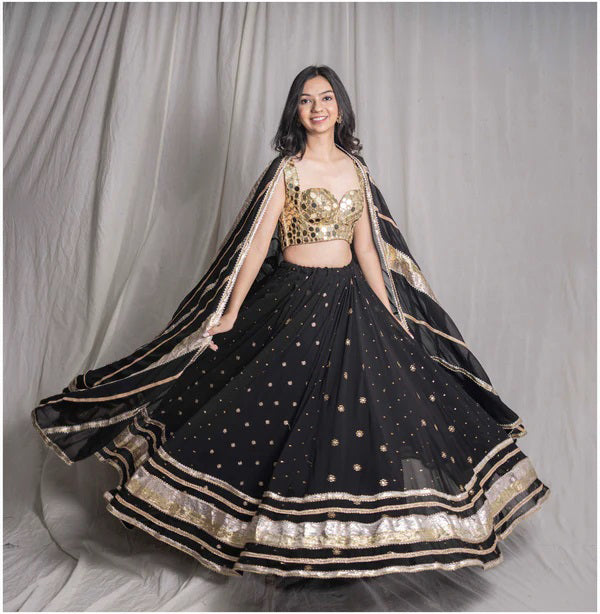 Women’s Golden & Black Aura Skirt Set