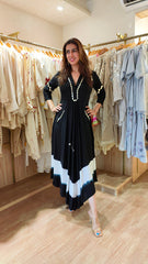 Black Leather Patchwork Dress