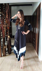 Black Leather Patchwork Dress