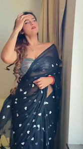 Black Love Mulmul Cotton Saree