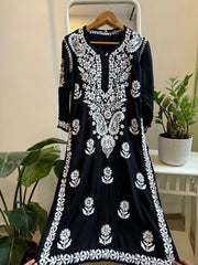 Black Modal Cotton Kurti Palazzo Set