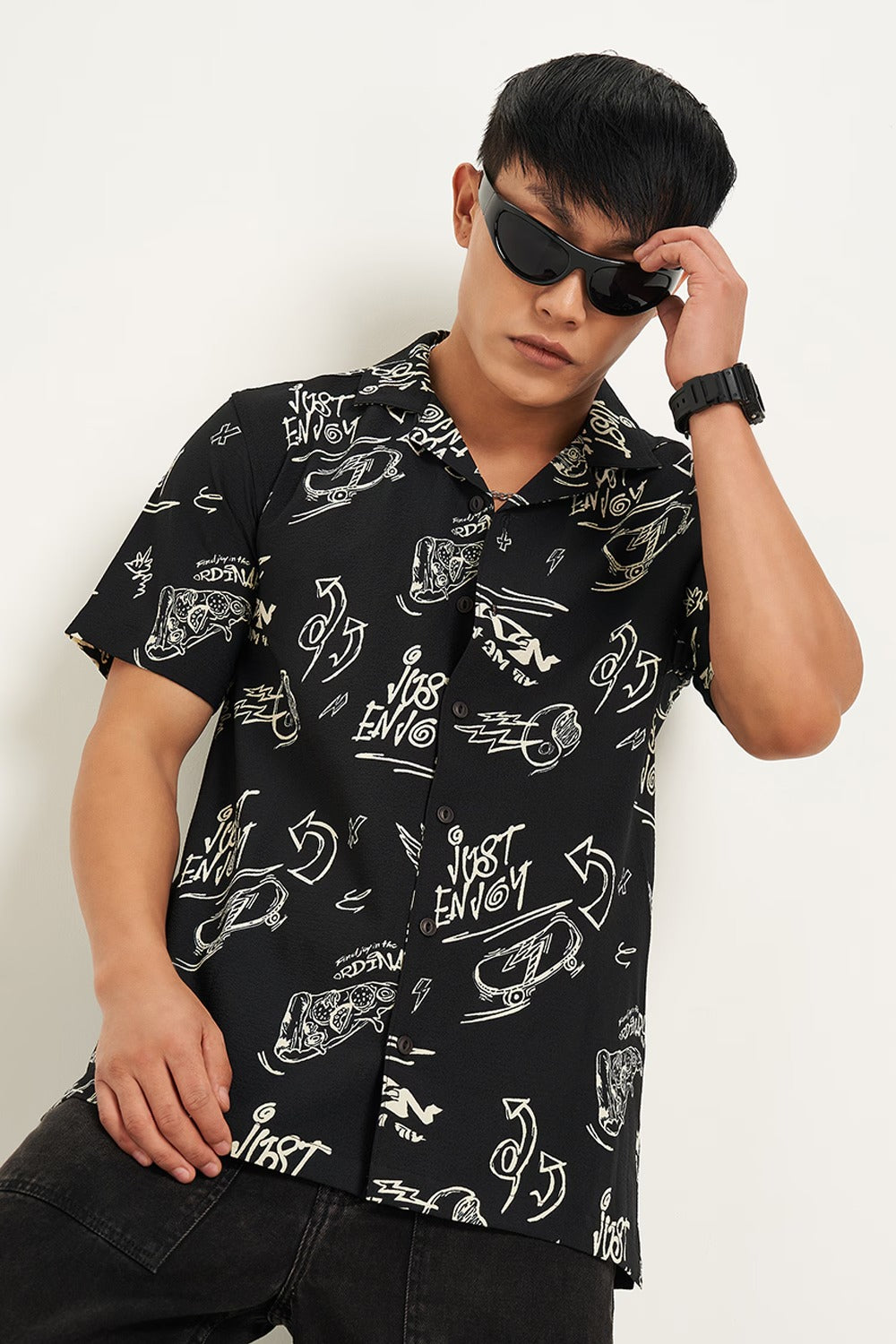 Casual black shirt men