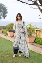 Black White Block Print Suit Set