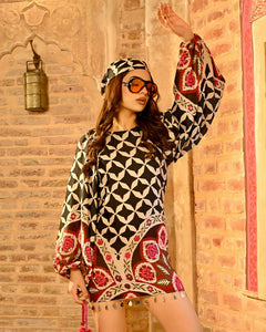 Ziva Print Luxe Kaftan with Bandana