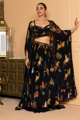 Bollywood Noir Drama Skirt Set Lehenga
