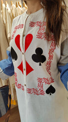 Blue Card Print Coord Set with Handbag