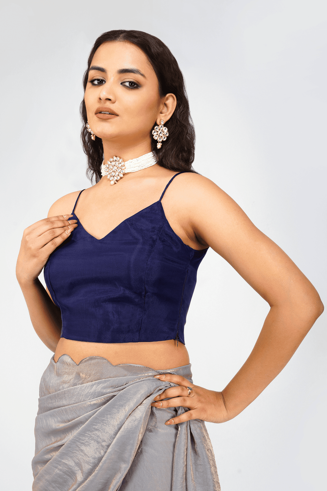 Blue Dreams Organza Noodle Strap Blouse