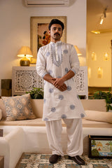 Blue embroidered kurta